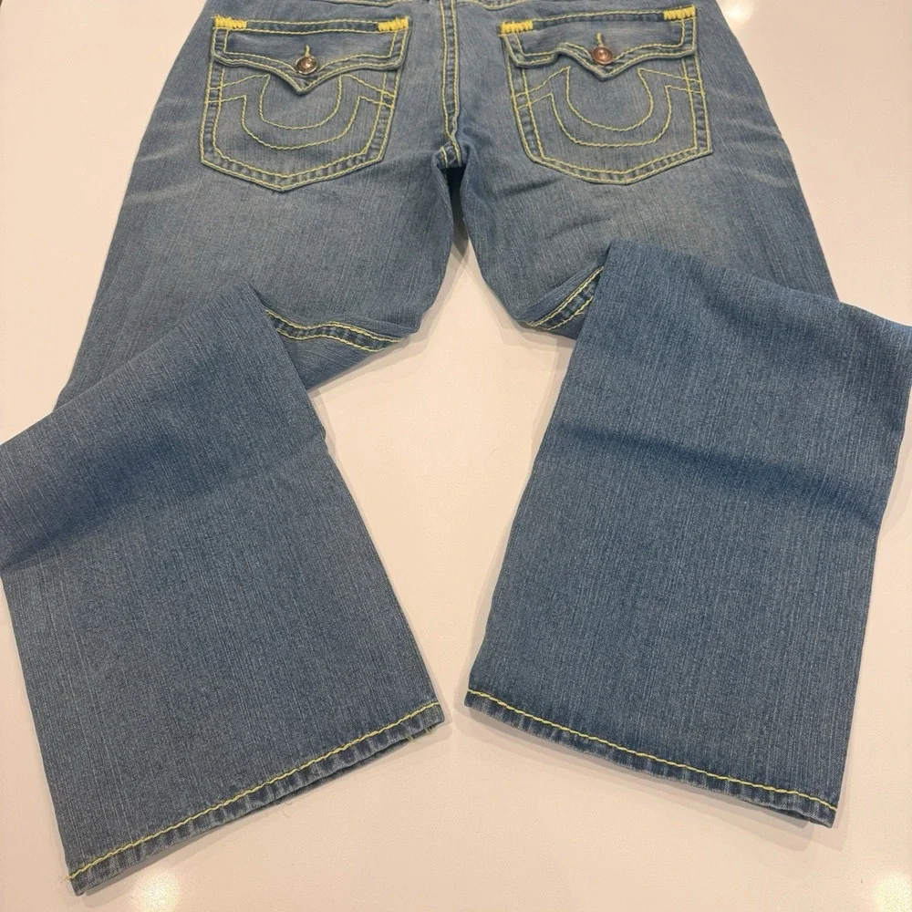 Y2K TRUE Religion World Tour Bobby Super T Men's 42 Jeans Neon Green‎ Stitch